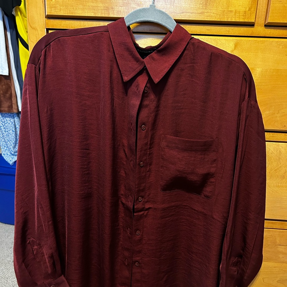 Elegant Burgundy Button-Up Blouse